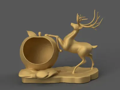 Deer Apple Sculpture  Elegant Home Decor 3D print model