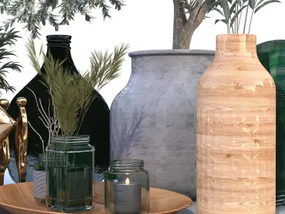 Green decoration object set 221 3D model