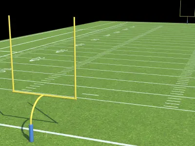 American Football Field 11 players Low-poly 3D model