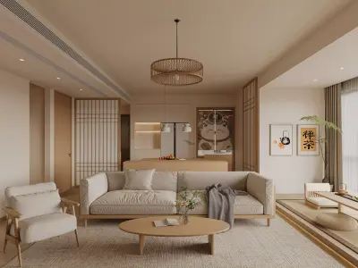 japanese living room dining room interior scenes 14 3D model