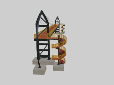 Steel Pedestrian Bridge-Spiral Stair-Sailing Type-16 3D model