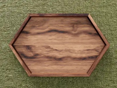 HexaWood Platter with Mat Low-poly 3D model