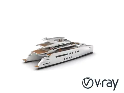 Mega Trimaran Yacht Ultra-Futuristic Model Pack Low-poly 3D model