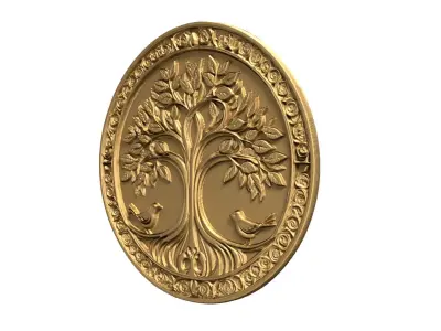 decor set wall panel tree relief CNC 11 3D print model