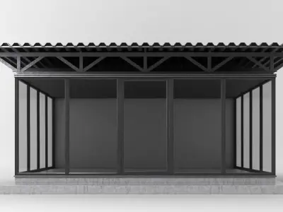 Pavilion metal building with roof 3D model