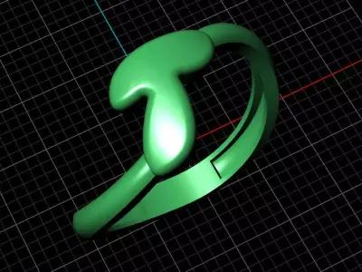 T alphabet bypass shell hallow ring 3D print model