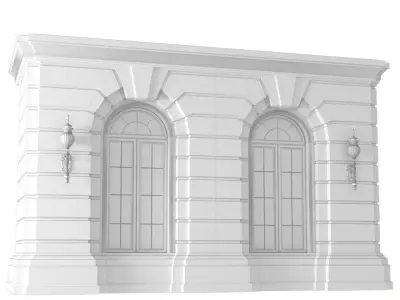 Arched rusticated facade Wall window arch 3D model