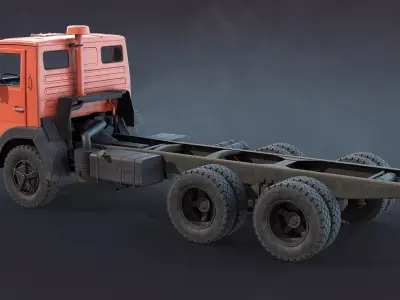 Kamaz-5320 Chassis Low-poly 3D model