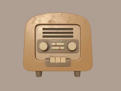 Low-poly Simple Stylized Retro Radio Low-poly 3D model