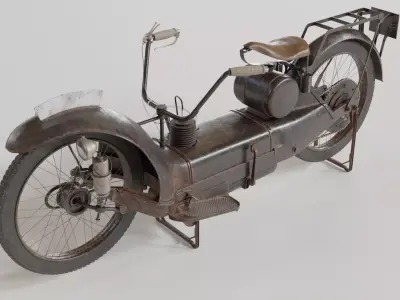 1921 Ner-a-car classic bike black PBR textured model 3D model