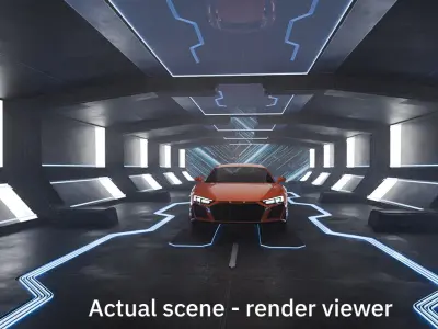 Car Exposition Underground Tunnel Showroom for render racing car Low-poly 3D model