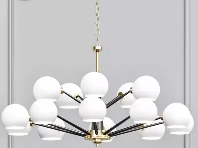 Thalia chandelier White glass 15 3D model