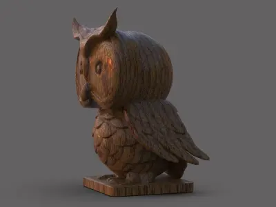 Wood Owl 3D print model