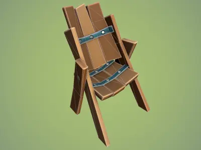 Stylized wooden chair Low-poly 3D model