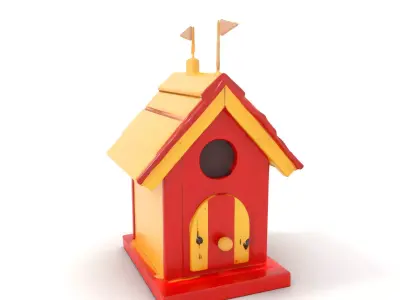 Colorful Birdhouse model pack Low-poly 3D model