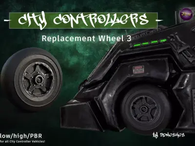 CITY CONTROLLERS Replacement Wheel 3 - PBR lowpoly Low-poly 3D model