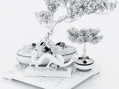 Decorative bonsai plant 3D model