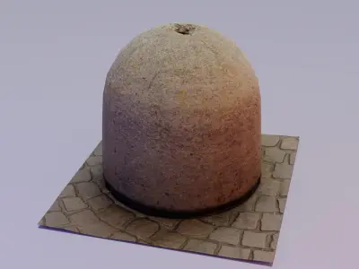 Ultra-realistic concrete road bollards  Low-poly 3D model