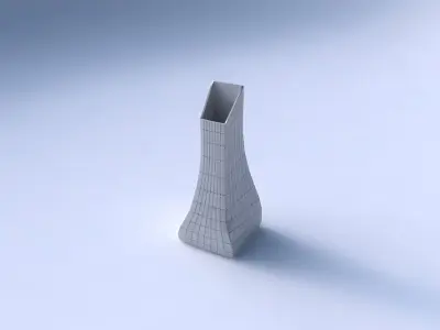 Vase squeezed and bent rectangle with grid plates 3D print model