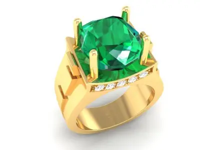 Luxury Emerald Gemstone Ring for Men 343 3D print model