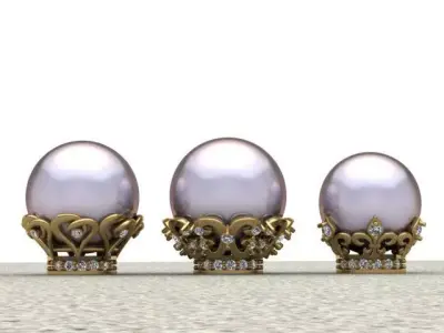 Queen crown pendant with pearl 3D print model