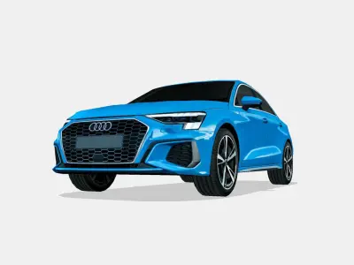 Audi A3 sedan S Line 2021 Low-poly 3D model