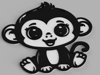 Baby Monkey Wall Picture Free 3D print model