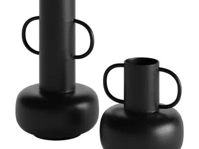 Modern Ebony Jug Vase Set Of 2 3D model