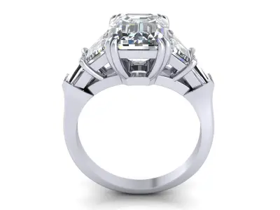 Three Stone Emerald Wedding Ring V5 3D print model