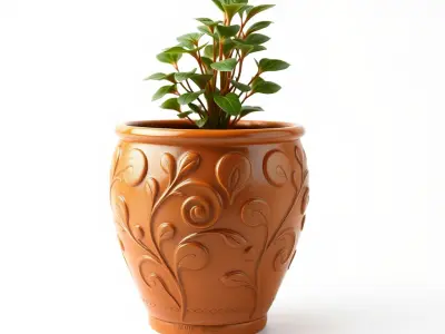 Decorative Plant Pot with Foliage Model Pack Low-poly 3D model