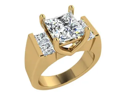 Princess Diamond Ring 3931 3D print model