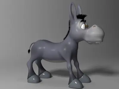 cartoon donkey Rigged Low-poly 3D model