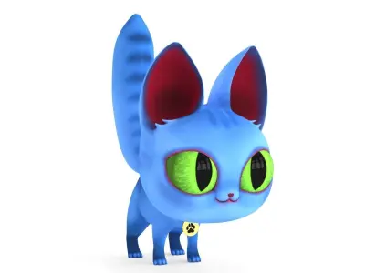 Cartoon Cat Low-poly 3D model 5