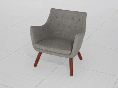 Finn Juhl Poet Chair UE4 Low-poly 3D model