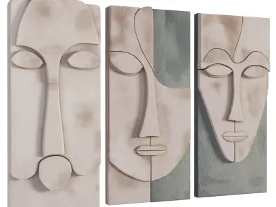 Modern Abstract Face Wall Art Decor Low-poly 3D model