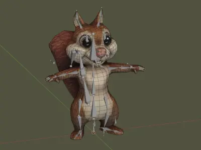 Cartoon Squirrel Rigged 3D Model Low-poly 3D model