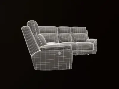 5 Seater Dark Grey Leather Power Reclining Sofa Low-poly 3D model