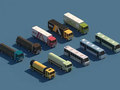 Cartoon Low Poly Cars Package Low-poly 3D model