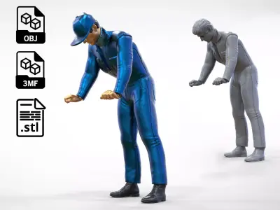 N6 Mechanic bend over car  3D print model