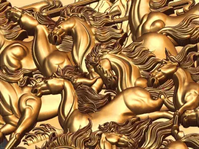 Horses running in the Sky 3D print model