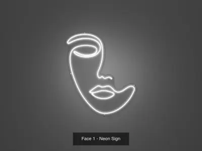 Faces Pack - Neon Signs 3D Model Collection