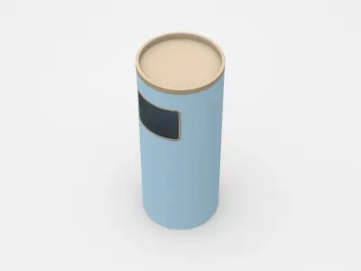 Blue Round Trash Bin With Brown Top 3D model