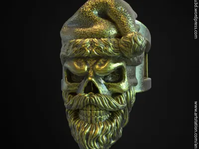 skull ring jewelry Santa claus  vol1 3D print model
