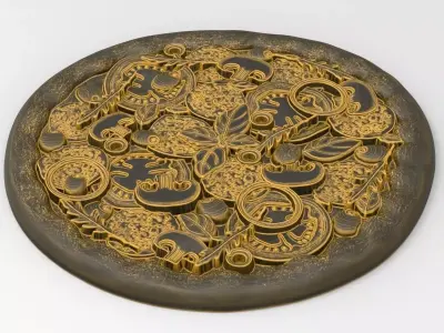 Pizza with leaves 3D print model