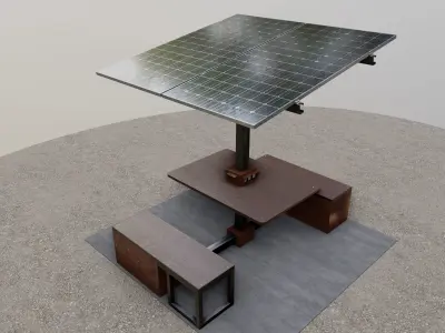 Solar Pergola Type-2 Black and White 3D model