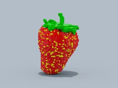 Voxel Strawberry  Low-poly 3D model