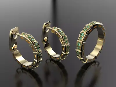 Bvlgary Ring and Earrings set 3D print model