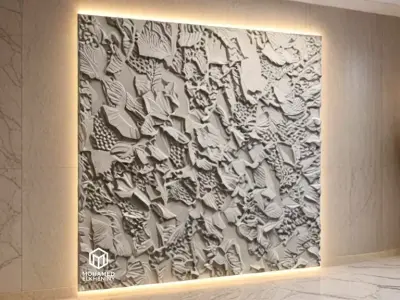 Stone Relief Panel wall decor set mural STL CNC 288 3D model