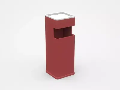 Red Rectangular Trash Bin With White Top 3D model