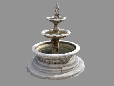 ancient old Italian fountain Low-poly 3D model